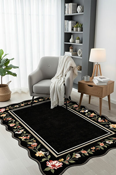 GECE MODA ÇİÇEK DESENLİ DİJİTAL BASKILI ÇOK RENKLİ Kaymaz Taban Yıkanabilir M...