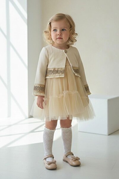 Minigimin Cicileri Miniğimin Cicileri Gold Şerit Detaylı Tül Etekli Kız Bebek...