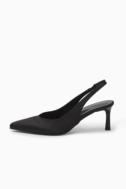 Mio Gusto Λάνα Μαύρο Χρώμα Σατέν Γυναικείο Παπούτσι με τακούνι