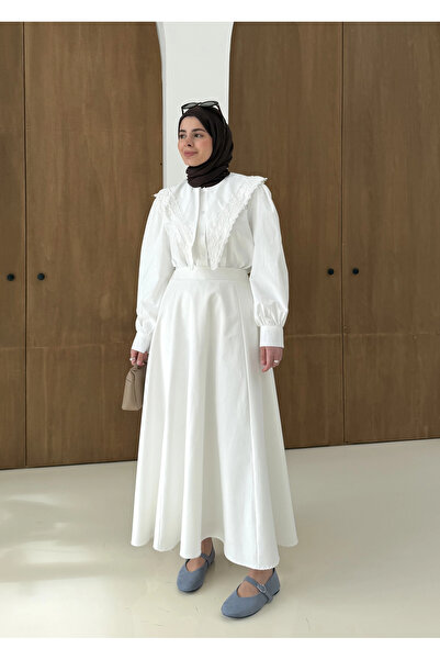 MODA AKSA DANTEL DESEN GÖMLEK BEYAZ