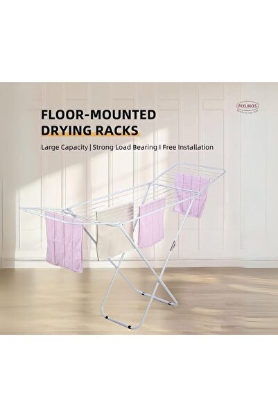 Feelings Metal Cloth Dryer 18Mtr, Swan, Foldable & Adjustable with Butterfly ...