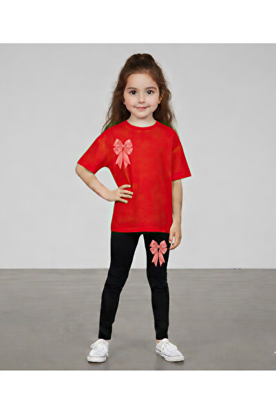 CACTUS COLLECTION طقم تي شيرت وبنطلون ضيق مطبوع بشريط فيونك