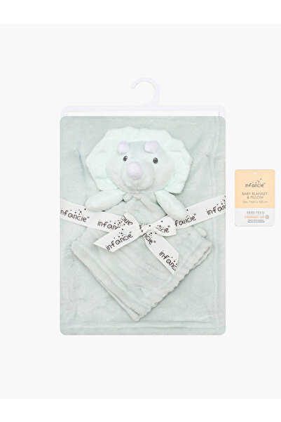 Infancie By Styli Blanket with Security Toy - Green, Lion, 0-2 Years, 75 x 100cm