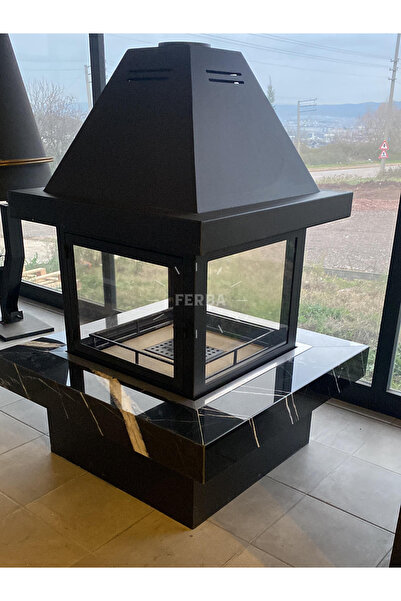 özgürce Şömine İçin Mermer Kenarlı Şık ve Modern Tasarım