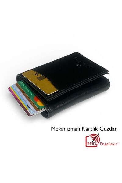 Gesa Unisex Black Automatic Mechanism Wallet & Card Holder Gift