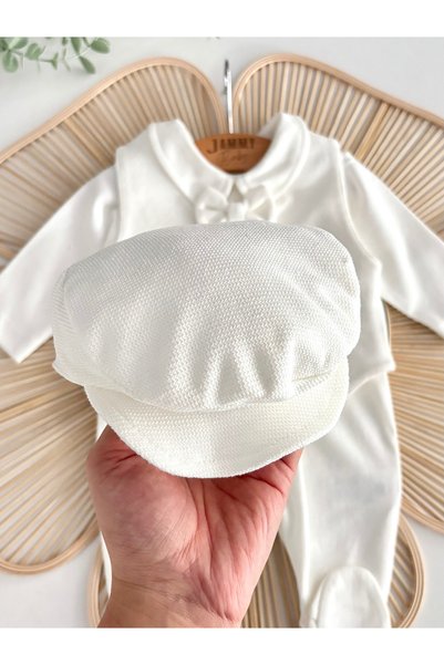 Jammybaby Luis Caped Bow Tie Detailed 100% Cotton Snap Fastener Jumpsuit and Vest Set