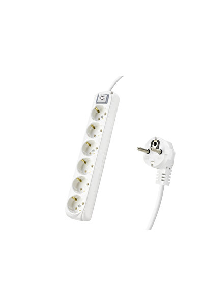 shopwave Grounded Extension Cable with Switch 6X Socket 3 m - White 9260203