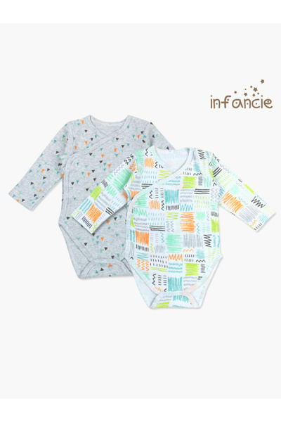 Infancie By Styli عبوة من قطعتين - بدلة جسم بأكمام طويلة مطبوعة برسومات