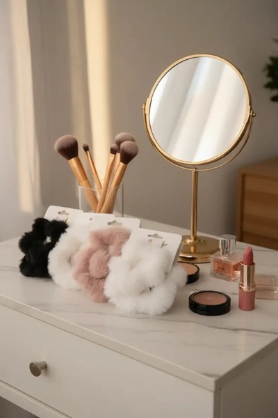 Miniso Tüylü Beyaz Yıldız Figürlü Saç Lastiği