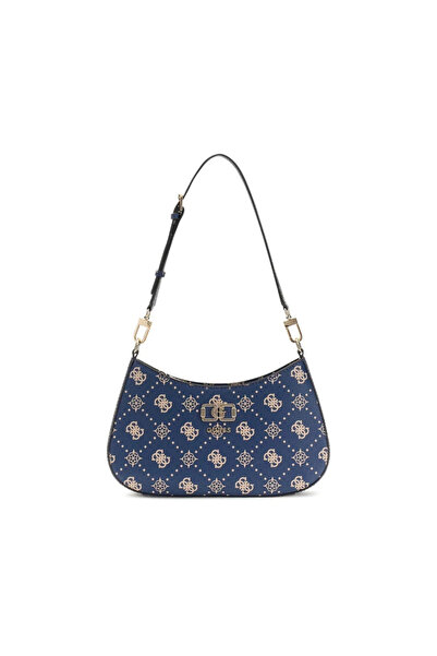 Guess Emelie Logolu Üstten Fermuarlı Omuz Kadın Lacivert El Çantası HWGP99281...