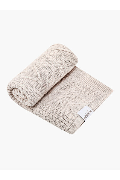 Infancie By Styli Beige Organic Cotton Knit Baby Blanket Throw 80 x 110 Cm