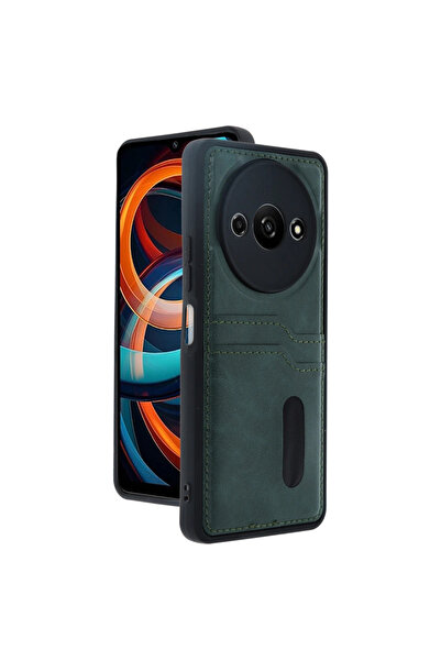 eco port حافظة جلدية لـ Redmi A3 4g مع حافظة بطاقة سارة - أخضر داكن