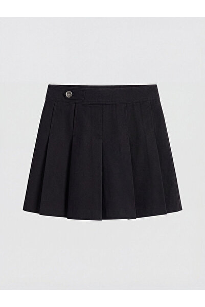 LC Waikiki تنورة قصيرة من الجبردين للفتيات من مجموعة إلسيفا باللون الأسود