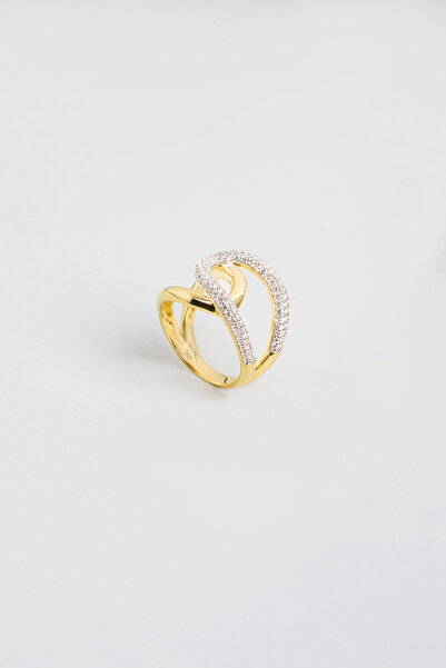 So CHIC... Işıltı Masalı 18 Ayar Sarı Altın Kaplama Gümüş Tasarım Yüzük