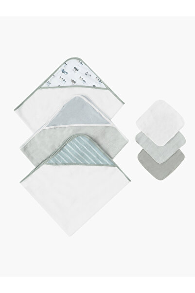 Mother's Choice By Styli Pack of 6 -Baby Hooded Towel and Face Cloth