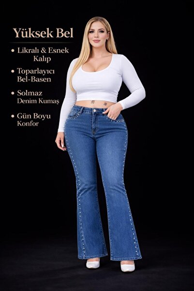 EYLÜLXXL Spanish Legs Large Size Jeans Pants