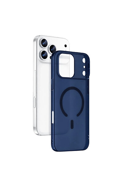eco port غطاء ماج سيف شفاف صلب لهاتف آيفون 17 برو ماكس - أزرق