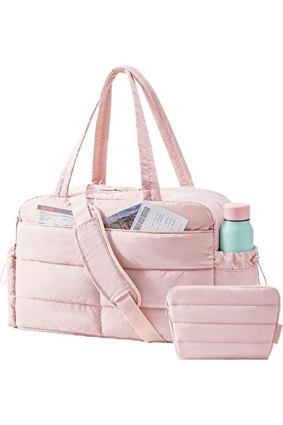 BAGSMART Gym Bag for Women, Lightweight Puffer Duffle Bag 2-PC Travel Bag