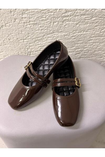 Beyond Curea dublă maro pentru femei cu cataramă Piele lacuită pantofi Mary J...