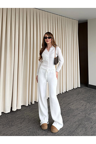 Laluvia Ecru Lace Double Knitwear Set - 2602