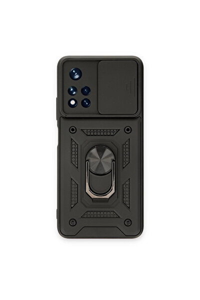 eco port حالة Redmi Note 11t مع حلقة عدسة بارس من السيليكون - أسود