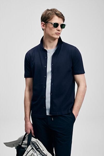 Lufian Victor Men's Modal Blend Sweater Dark Navy Blue