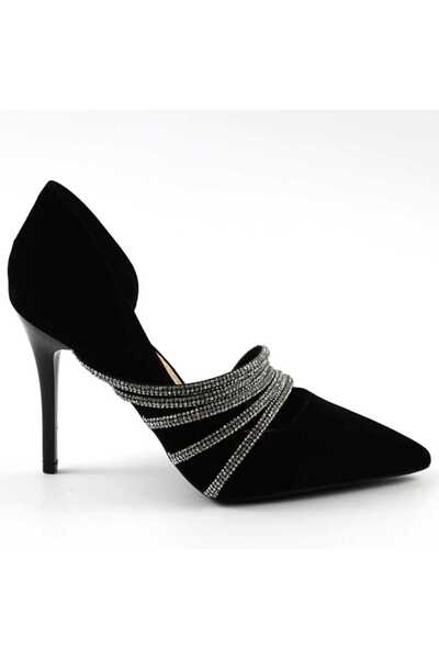 mm Elegant women's shoes, decorated with shiny stripes 1957-28-BLACK