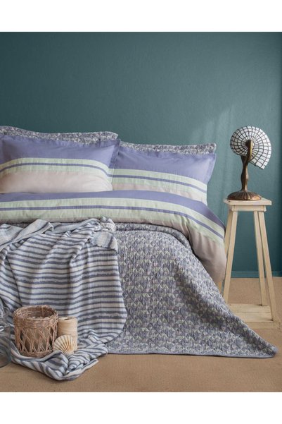 Apricitas HOME طقم غطاء سرير مزدوج من بيزاغور إنديجو تايمليس