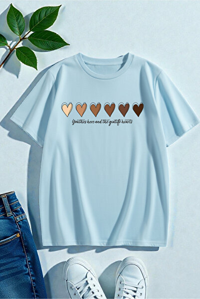 uyguntarz تيشيرت بتصميم قلوب مطبوعة للجنسين