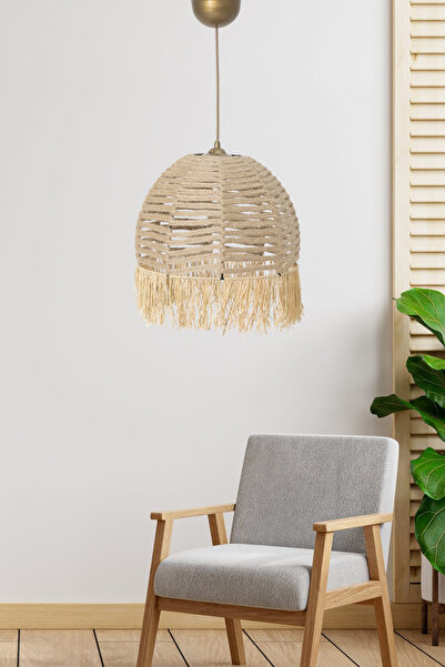 Koza Home Halo Metal Makrome Detaylı Hasır Püsküllü Bohem Avize 9091