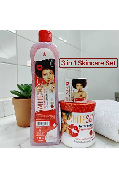 White secret 3-in-1 Combo Skincare Set – Exfoliating Shower Gel, Lightening B...
