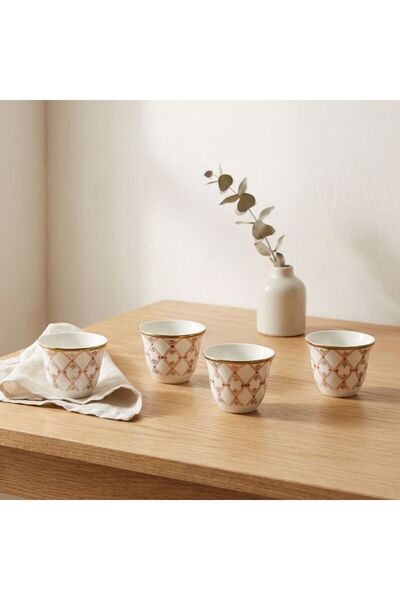 Danube Home Auralin 12-Piece Bone China Cawa Cup Set - 80ml, Elegant Servewar...