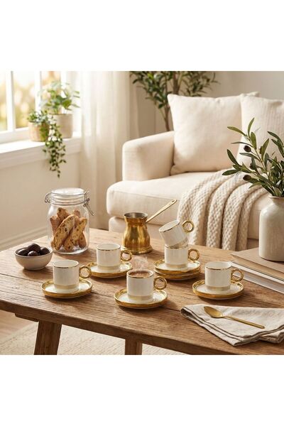 Danube Home Sipora 12-Piece Coffee Cup Set - 90ml, Durable China Bone Cups Fo...