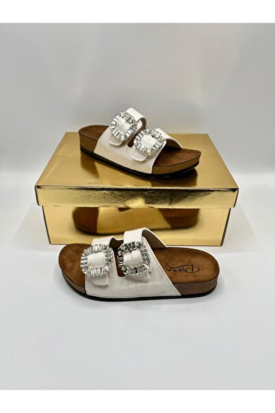 pien Penn Women's Soft Sole Soft Double Buckle Stone Slippers