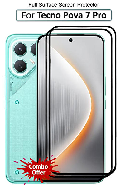 Generic عبوة من قطعتين من واقي الشاشة الزجاجي الممتاز لهاتف تكنو بوفا 7 برو