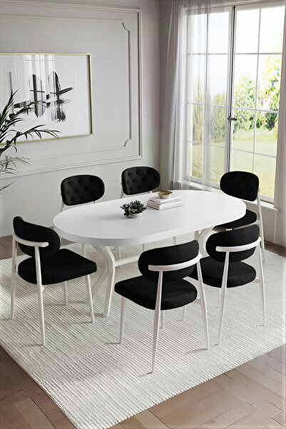 BY ORHAN GÜZEL BOHEM POLO MUTFAK MASASI TAKIMI 6 KİŞİLİK AHŞAP GÖRÜNÜMLÜ META...