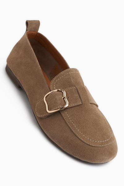 Limoya Oliva Γνήσιο Δέρμα Mink Με αγκράφα Γυναικεία Μπαλαρίνα