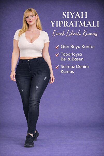 EYLÜLXXL Plus Size Stretch Ankle-Length Pants