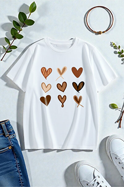 uyguntarz Unisex Heart Printed Design Tshirt