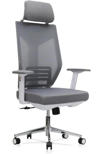 Afifa Furniture Grey & White Mesh Office Chair