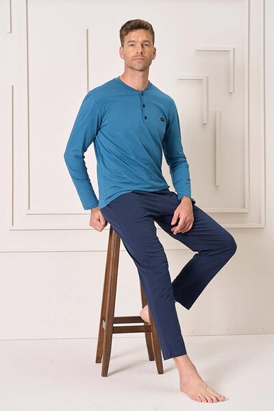 Kompedan Muška Pamučni džersej Single jersey omladinska pidžama sa prednjim d...