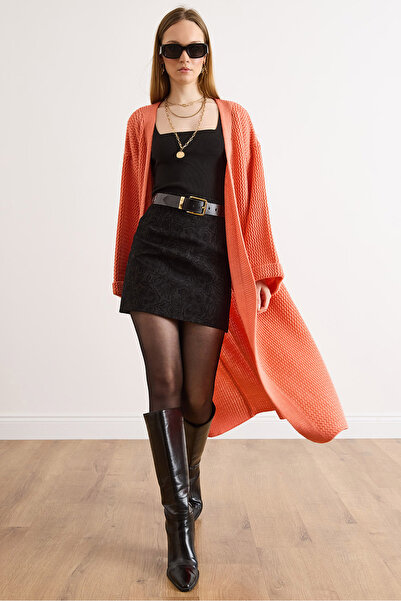 Olalook Women's Salmon Cuff Folded Maxi Knitwear Cardigan Hrk-19000297