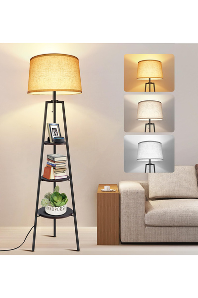 OUTON Lampă de podea cu rafturi și LED-uri