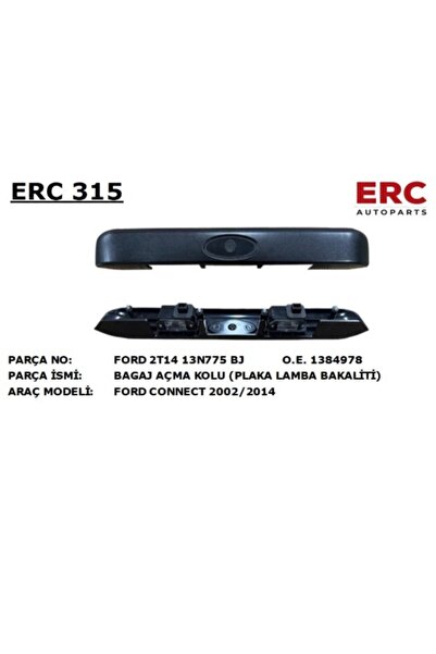 ERC Ford CONNECT 2003-2013 Arka Bagaj Kapak plaka aydınlatma plastiği