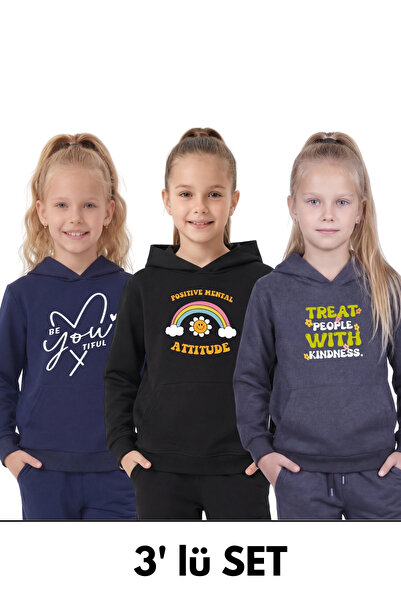 YA KO KİDS Pachet de 3 buzunar cangur cu glugă Sortiment variat cu imprimeu H...