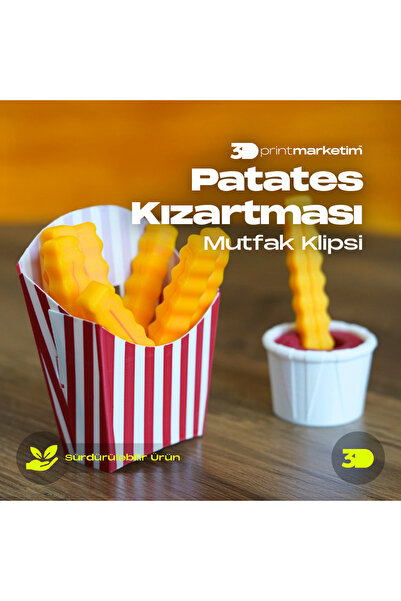 3D Print Marketim Patates Kızartması Mutfak Klips, Pratik Ambalaj ve Torba Ka...