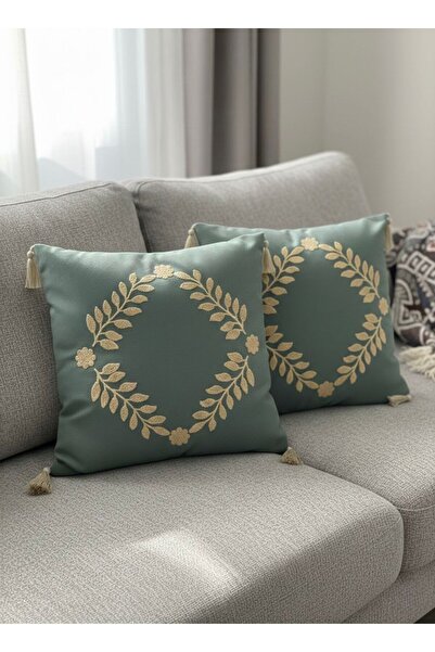 Alveka Home 2'li Punch Nakışlı Oturma Odası Balkon Bohem Kırlent Kılıfı Yastı...