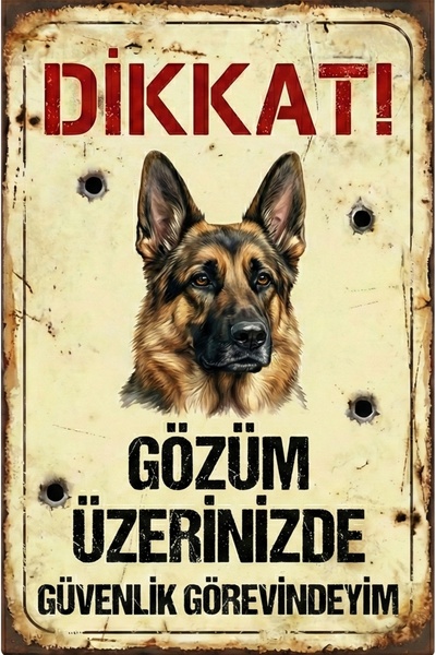 Iron Paws Dikkat Köpek Var - Alman Kurdu (K9) Uyarı Levhası - Dekota Üzeri Fo...