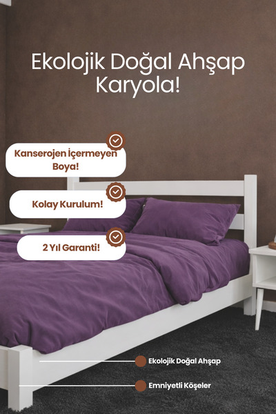 RENAZZO NATURA Masif Ahşap Karyola - Modern Tasarım Genç ve Yetişkin Odası Ka...