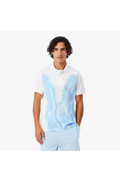 Lacoste Erkek Classic Fit Baskılı Beyaz Polo